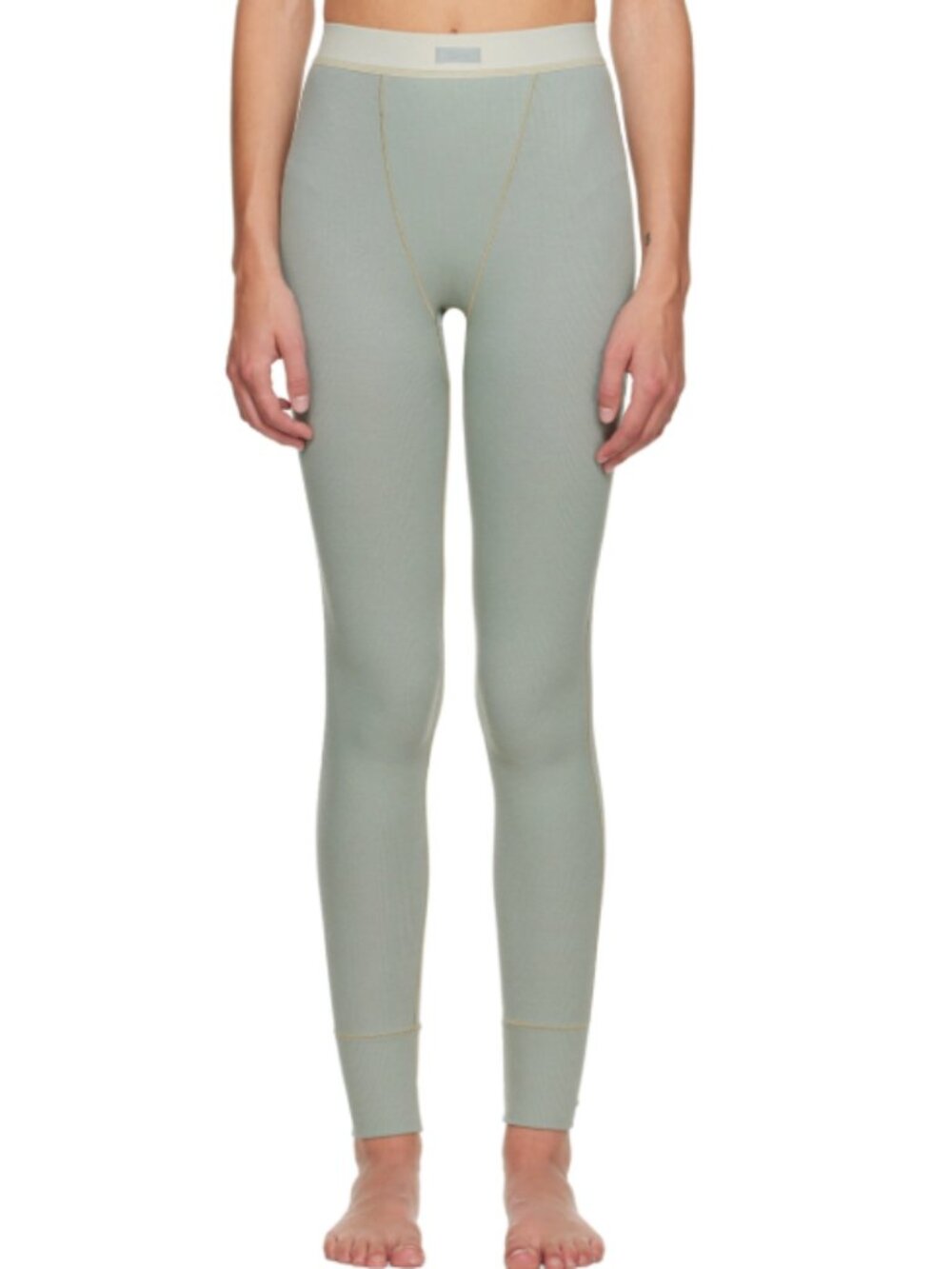 Skims Green Cotton Rib Leggings Medium